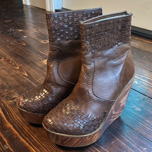 BED|STÜ Cobbler Series Woven Leather and Wood Heel Wedge Boots - Picture 8 of 11